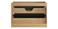 Meuble sous vasque VELNIA – 2 tiroirs – 80 cm – Coloris chêne clair et noir – À suspendre 
