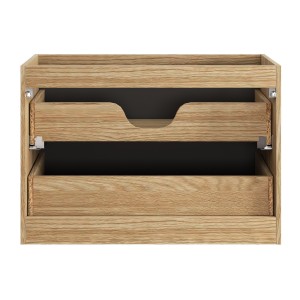 Meuble sous vasque VELNIA – 2 tiroirs – 80 cm – Coloris chêne clair et noir – À suspendre 