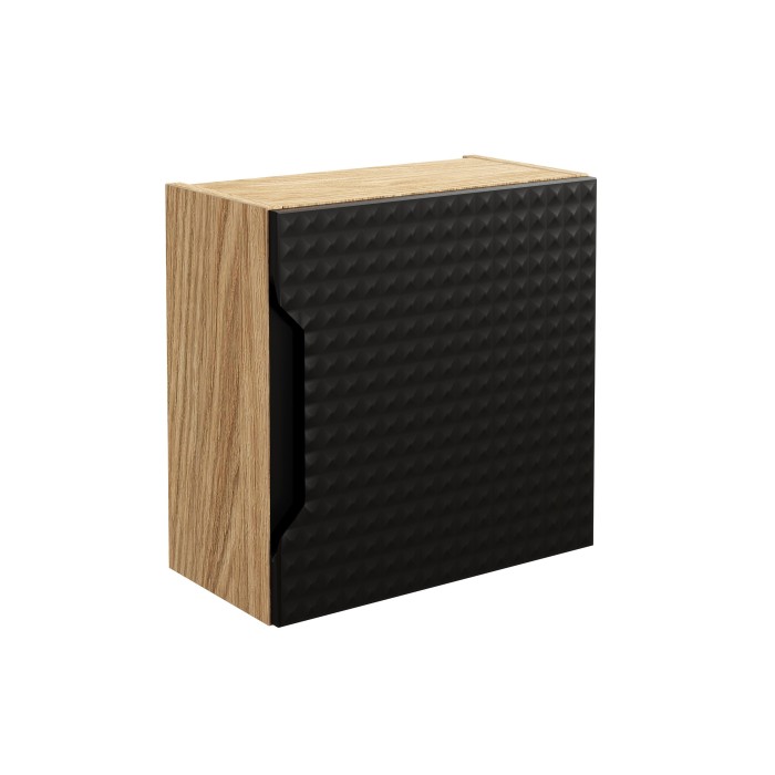 Meuble de rangement salle de bain VELNIA – 1 porte – 35 cm – Coloris gris anthracite – À suspendre 