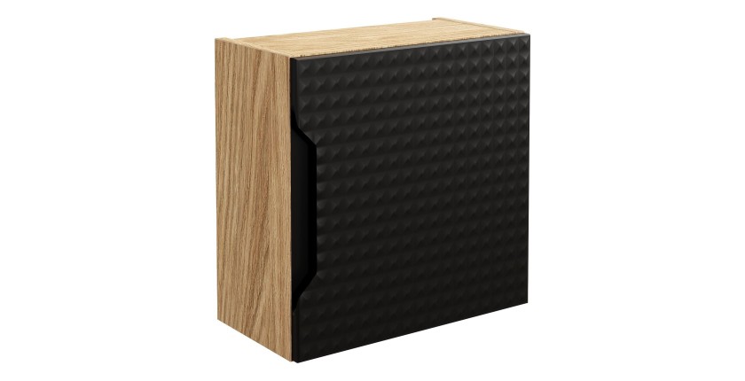 Meuble de rangement salle de bain VELNIA – 1 porte – 35 cm – Coloris gris anthracite – À suspendre 