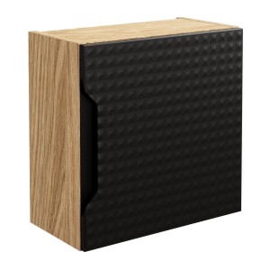 Meuble de rangement salle de bain VELNIA – 1 porte – 35 cm – Coloris gris anthracite – À suspendre 