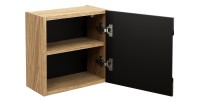 Meuble de rangement salle de bain VELNIA – 1 porte – 35 cm – Coloris gris anthracite – À suspendre 