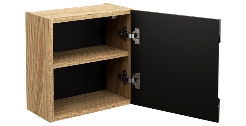 Meuble de rangement salle de bain VELNIA – 1 porte – 35 cm – Coloris gris anthracite – À suspendre 
