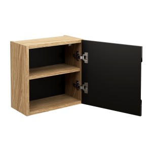 Meuble de rangement salle de bain VELNIA – 1 porte – 35 cm – Coloris gris anthracite – À suspendre 