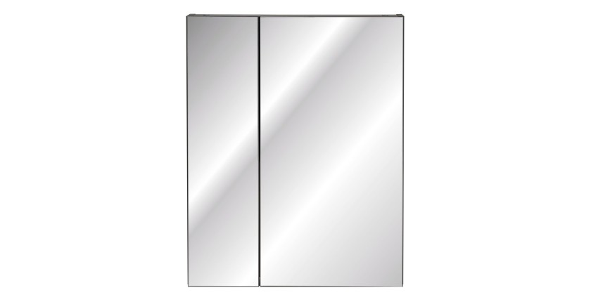 Meuble de rangement salle de bain TAMO – 75 cm – 2 portes miroirs – Coloris gris anthracite – À suspendre 