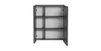 Meuble de rangement salle de bain TAMO – 75 cm – 2 portes miroirs – Coloris gris anthracite – À suspendre 