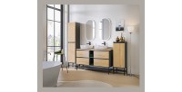Colonne salle de bain TAMO – 170 cm – 2 portes – Coloris gris anthracite – À suspendre 