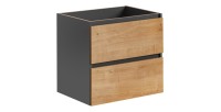 Meuble sous vasque TAMO – 2 tiroirs – Coloris gris anthracite – L60 × P57 × H46 cm – À suspendre 
