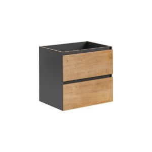 Meuble sous vasque TAMO – 2 tiroirs – Coloris gris anthracite – L60 × P57 × H46 cm – À suspendre 