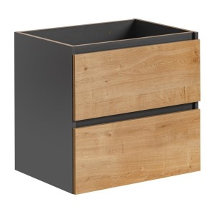 Meuble sous vasque TAMO – 2 tiroirs – Coloris gris anthracite – L60 × P57 × H46 cm – À suspendre 