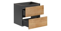Meuble sous vasque TAMO – 2 tiroirs – Coloris gris anthracite – L60 × P57 × H46 cm – À suspendre 