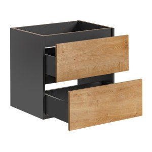 Meuble sous vasque TAMO – 2 tiroirs – Coloris gris anthracite – L60 × P57 × H46 cm – À suspendre 