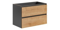 Meuble sous vasque TAMO – 2 tiroirs – Coloris gris anthracite – L80 × P57 × H46 cm – À suspendre 