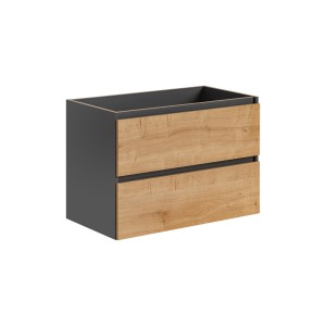 Meuble sous vasque TAMO – 2 tiroirs – Coloris gris anthracite – L80 × P57 × H46 cm – À suspendre 