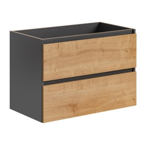 Meuble sous vasque TAMO – 2 tiroirs – Coloris gris anthracite – L80 × P57 × H46 cm – À suspendre 