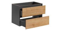 Meuble sous vasque TAMO – 2 tiroirs – Coloris gris anthracite – L80 × P57 × H46 cm – À suspendre 