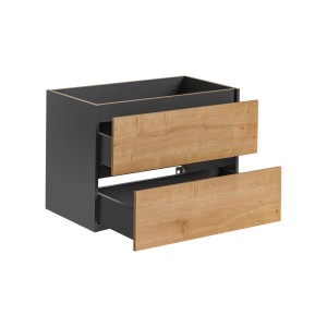Meuble sous vasque TAMO – 2 tiroirs – Coloris gris anthracite – L80 × P57 × H46 cm – À suspendre 