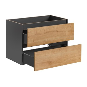 Meuble sous vasque TAMO – 2 tiroirs – Coloris gris anthracite – L80 × P57 × H46 cm – À suspendre 
