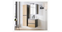 Meuble sous vasque TAMO – 2 tiroirs – Coloris gris anthracite – L80 × P57 × H46 cm – À suspendre 