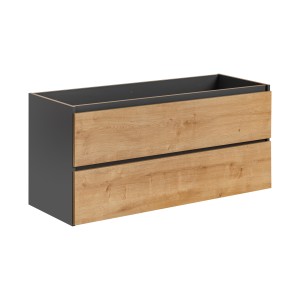Meuble sous vasque TAMO – 2 tiroirs – Coloris gris anthracite – L120 × P57 × H46 cm – À suspendre 
