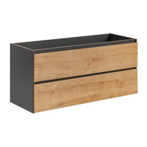 Meuble sous vasque TAMO – 2 tiroirs – Coloris gris anthracite – L120 × P57 × H46 cm – À suspendre 