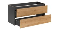 Meuble sous vasque TAMO – 2 tiroirs – Coloris gris anthracite – L120 × P57 × H46 cm – À suspendre 