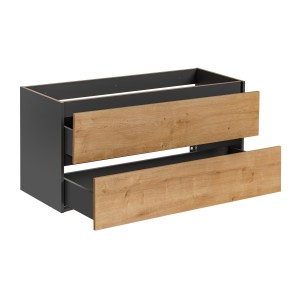Meuble sous vasque TAMO – 2 tiroirs – Coloris gris anthracite – L120 × P57 × H46 cm – À suspendre 