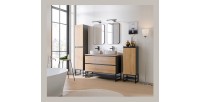 Meuble sous vasque TAMO – 2 tiroirs – Coloris gris anthracite – L120 × P57 × H46 cm – À suspendre 