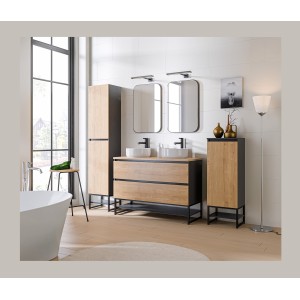 Meuble sous vasque TAMO – 2 tiroirs – Coloris gris anthracite – L120 × P57 × H46 cm – À suspendre 
