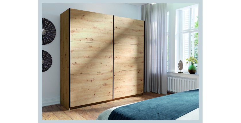 Armoire ARSALA 150 cm en chêne artisan – 2 portes coulissantes