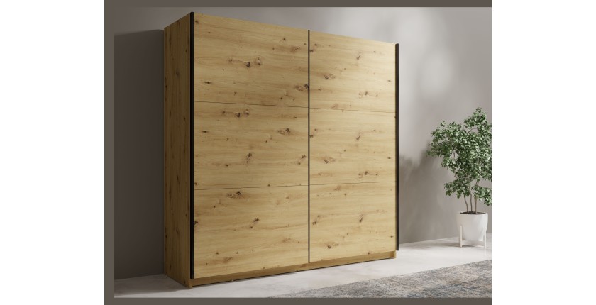 Armoire ARSALA 150 cm en chêne artisan – 2 portes coulissantes