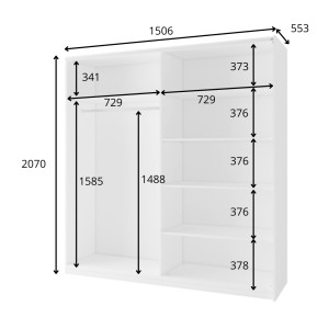 Armoire ARSALA 150 cm en gris graphite – 2 portes coulissantes