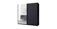 Armoire ARSALA 150 cm gris graphite avec miroir – 2 portes coulissantes