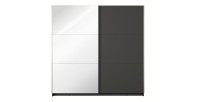 Armoire ARSALA 150 cm gris graphite avec miroir – 2 portes coulissantes