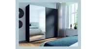 Armoire ARSALA 150 cm gris graphite avec miroir – 2 portes coulissantes