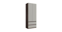 Armoire NUBIA 90 cm noyer et gris – 2 portes battantes avec 2 tiroirs