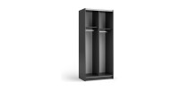 Armoire LYSIA 80 cm noir mat – 2 portes coulissantes avec miroir
