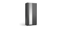 Armoire LYSIA 80 cm noir mat – 2 portes coulissantes avec miroir