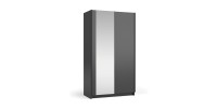 Armoire LYSIA 100 cm noir mat – 2 portes coulissantes avec miroir