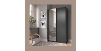 Armoire LYSIA 100 cm noir mat – 2 portes coulissantes avec miroir