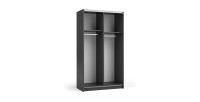 Armoire LYSIA 100 cm noir mat – 2 portes coulissantes avec miroir
