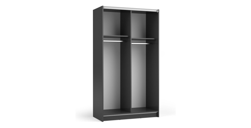 Armoire LYSIA 100 cm noir mat – 2 portes coulissantes avec miroir