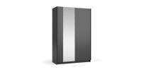 Armoire LYSIA 120 cm noir mat – 2 portes coulissantes avec miroir