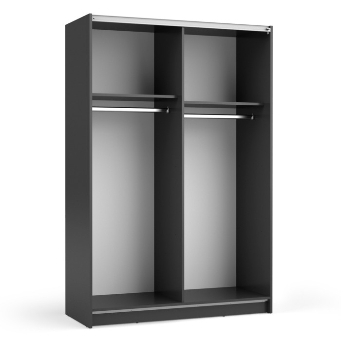Kast LYSIA 120 cm mat zwart - 2 schuifdeuren met spiegel