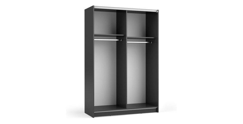 Armoire LYSIA 120 cm noir mat – 2 portes coulissantes avec miroir