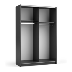 Armoire LYSIA 120 cm noir mat – 2 portes coulissantes avec miroir