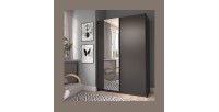 Armoire LYSIA 120 cm noir mat – 2 portes coulissantes avec miroir
