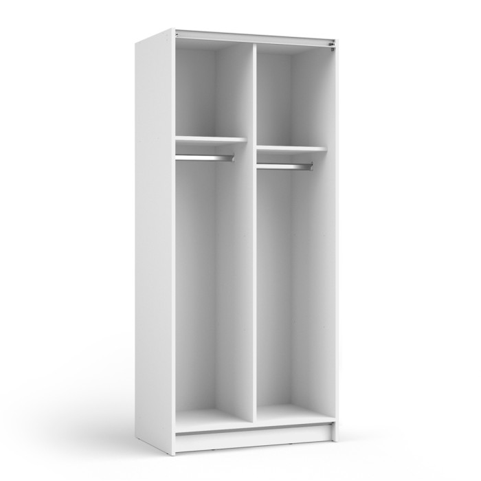 Armoire LYSIA 2 portes coulissantes avec miroir – 80 x 182 x 55 cm – Coloris blanc