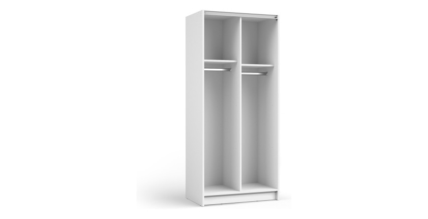 Armoire LYSIA 2 portes coulissantes avec miroir – 80 x 182 x 55 cm – Coloris blanc