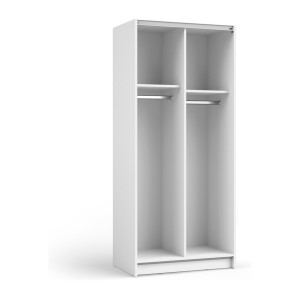Armoire LYSIA 2 portes coulissantes avec miroir – 80 x 182 x 55 cm – Coloris blanc
